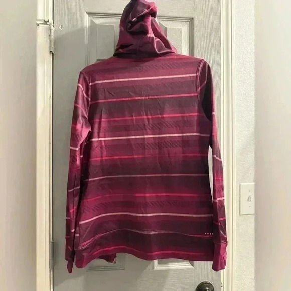 Women’s Oakley zippered front purple stripe drawstring hoodie jacket size S/P - Picture 10 of 12